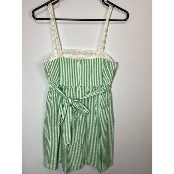 Jodi Kristopher Women's Striped Tie Waist Sleeveless Mini Dress Green Size 5 - Picture 5 of 9